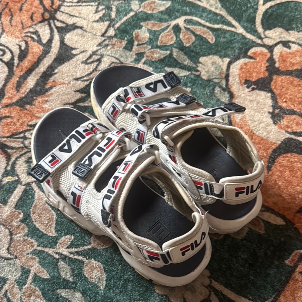 Fila White and Black Sandals Sporty Design